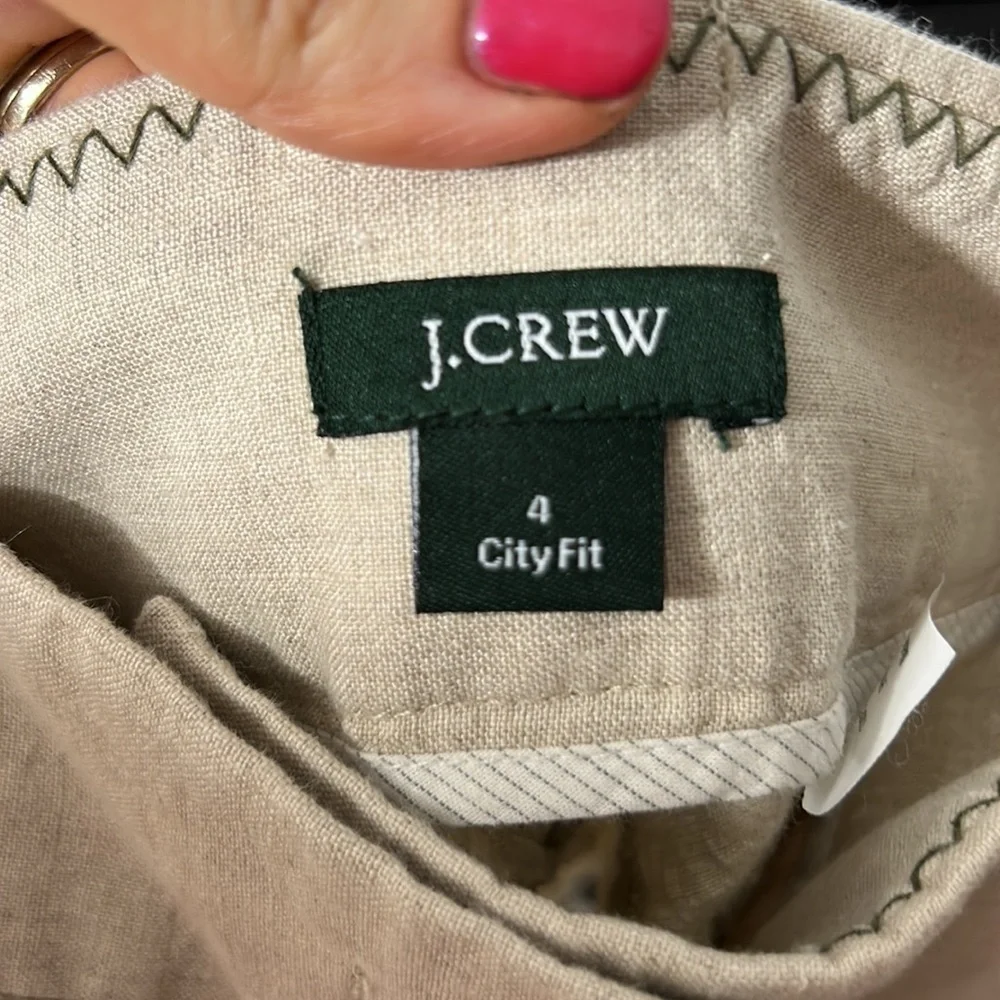 J Crew “City Fit” linen high waisted cuff chino shorts size 4